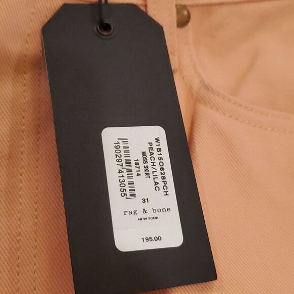 Rag&bone peach and lilac Moss jean skirt sz 31 - Picture 7 of 16